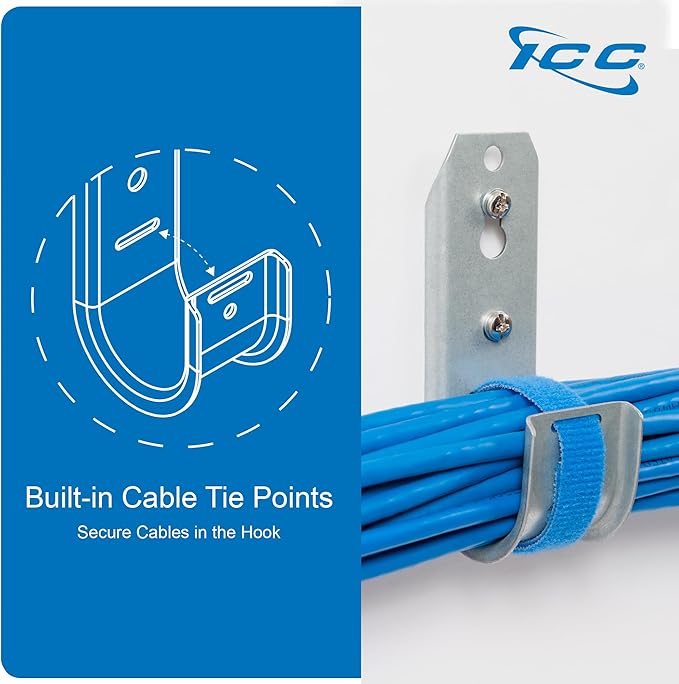 ICC 4-Inch Wall Mount J-Hook – 25-Pack, Cable Support Hooks - Image 5