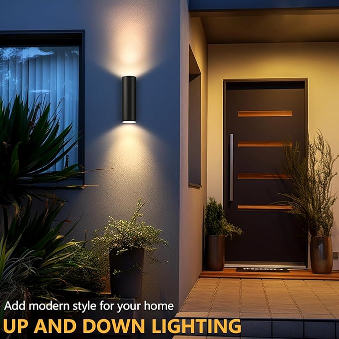 wowlite Modern Outdoor Wall Lights, Up and Down Lights Wall Mount Cylinder - Image 2