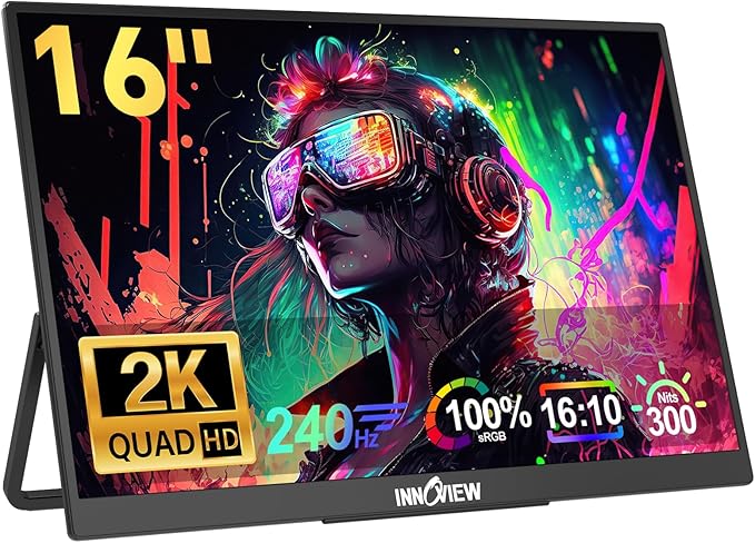 InnoView 16" 240Hz Portable Monitor 2K 2560x1600 100% sRGB Portable Gaming by InnoView