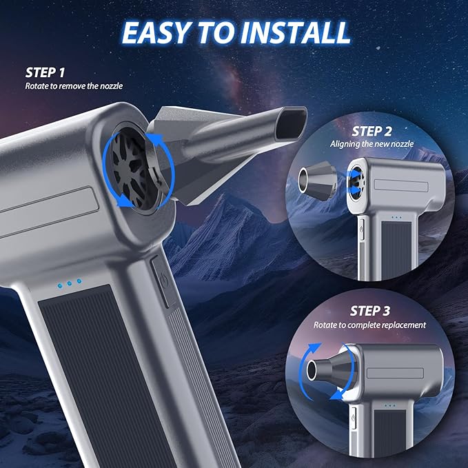 Compressed Air Duster, 300000RPM Super Power Electric Air Duster, Cordless Mini - Image 6