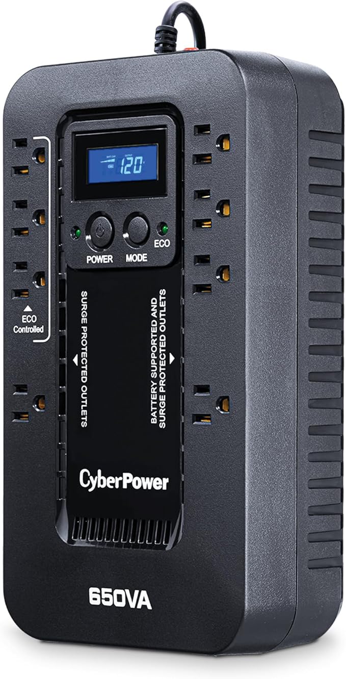 CyberPower EC650LCD Ecologic Battery Backup & Surge Protector UPS System - Image 2