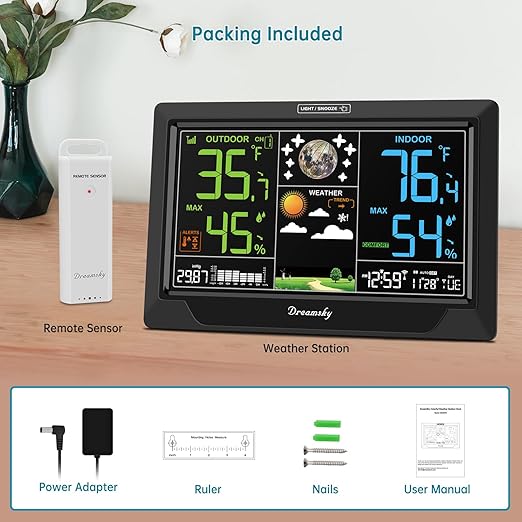 DreamSky Weather Station Indoor Outdoor Thermometer Wireless, Atomic Clock - Image 8
