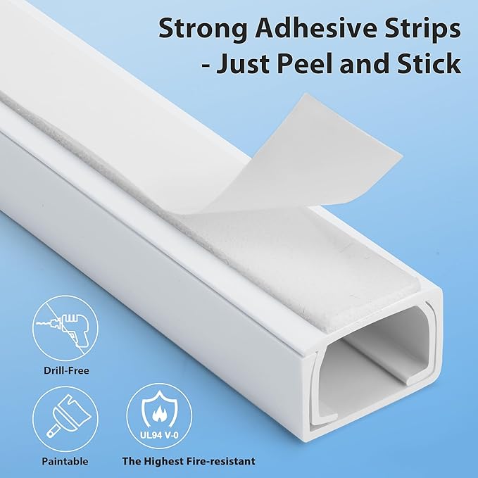 Cord Hider Wall for One Cord 68in, ZhiYo Cord Covers for Wires on Wall - Image 3