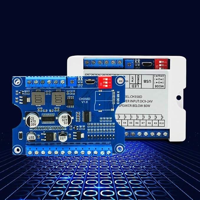 80W Vocie Playback Module, CH358D Low Lever Trigger 8MB DC 9-24V Sound Board by JRGKJCP