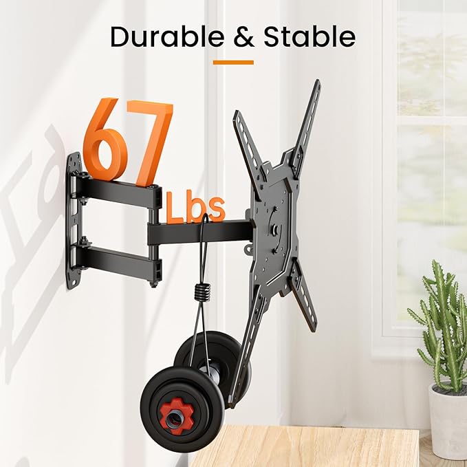 Full Motion TV Wall Mount for 23-55'' Flat & Curved TVs and Screen, Rotation - Image 5