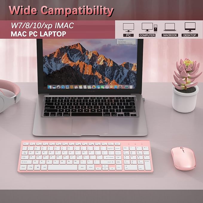 Wireless Keyboard and Mouse, 2.4G Full Size and Portable Wireless Keyboard - Image 7