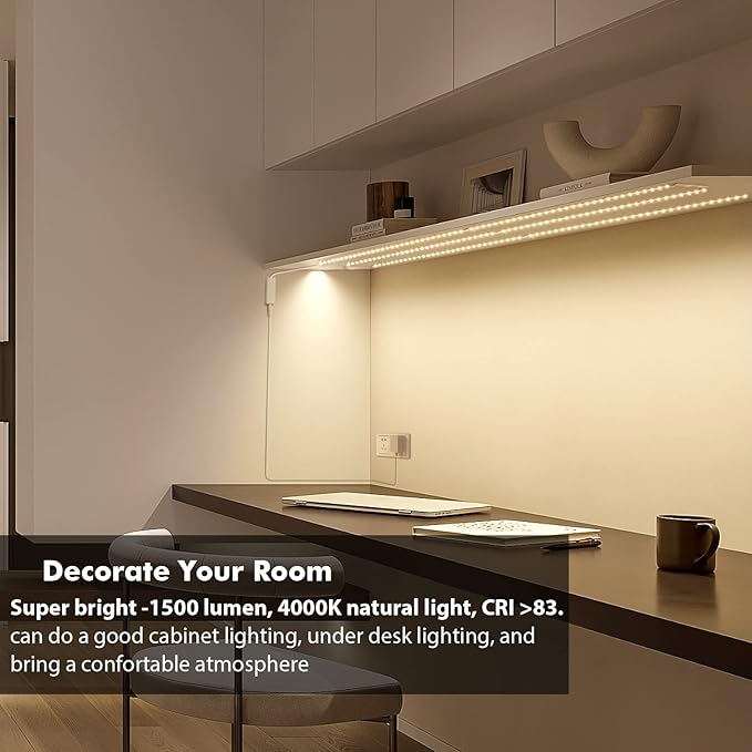 WOBANE Under Cabinet Lighting Kit, RF Remote, Hidden Super Bright Daylight - Image 2