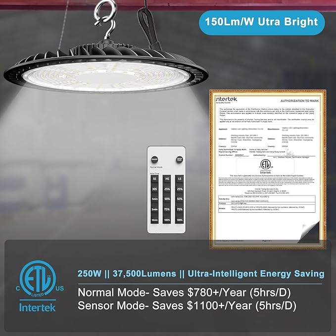 Lightdot Smart 250W LED High Bay Shop Light 37500lm Commercial Bay Lighting - Image 2