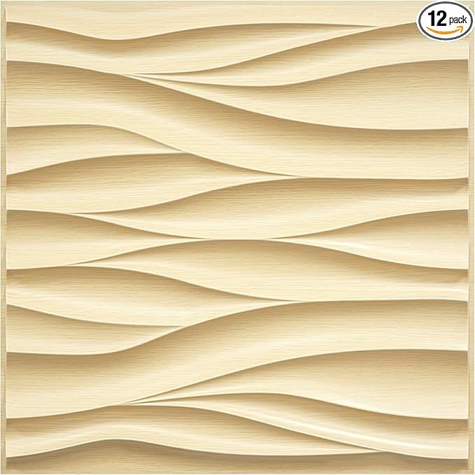 STICKGOO Wave Wall Panels for Interior Wall Decor, Light Oak 3D Wall Panels by STICKGOO
