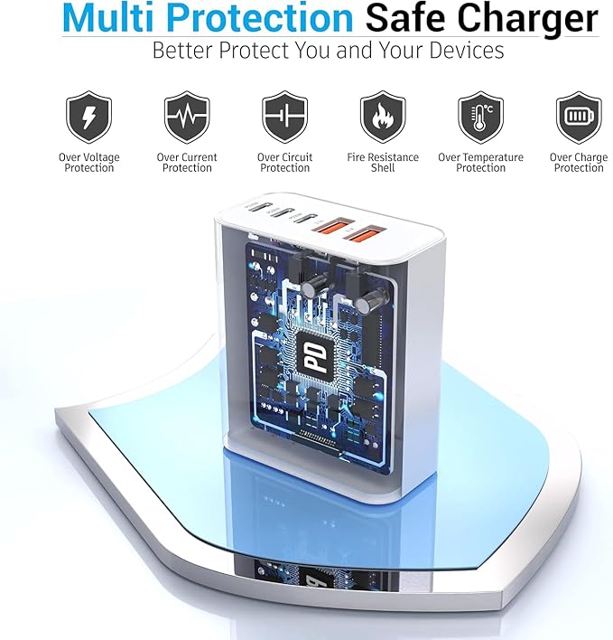 USB C Charger Block, 60W 5 Ports USBC Wall Charger Plug Fast Charging, iPhone - Image 2