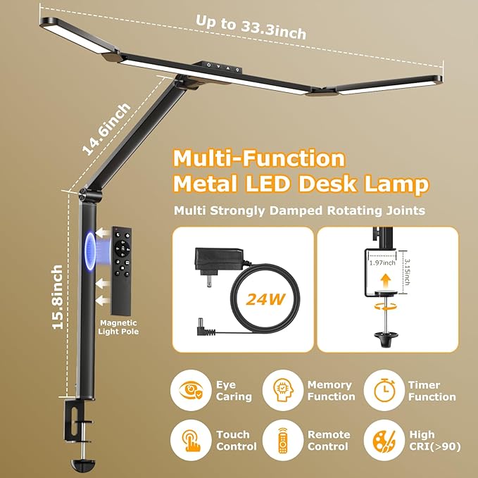 Airlonv LED Desk Lamp with Clamp, Architect Desk Lamp - Image 3
