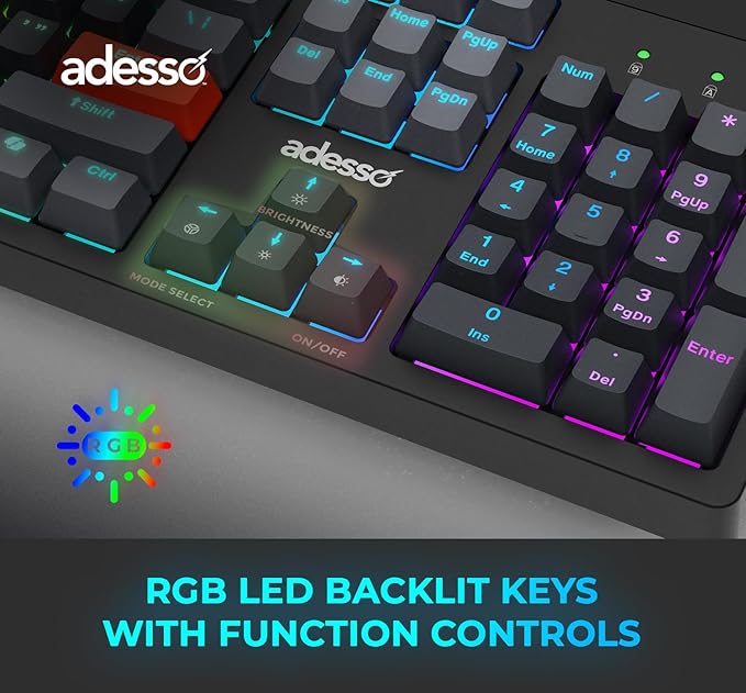 ADESSO Easytouch 1300 Mechanical Keyboard RGB Illuminated Hot Swappable Red - Image 9