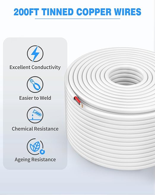 NAOVEO 16 Gauge Wire 2 Conductor Electrical Wire, 16 AWG Stranded PVC Tinned - Image 6
