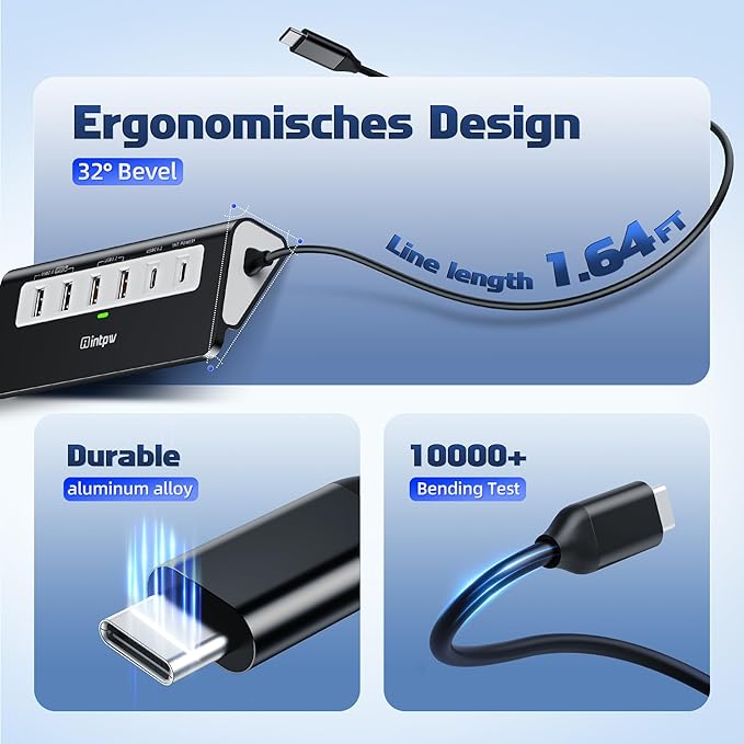 intpw USB C Hub 10Gbps, 9-in-1 USB C Docking station - Image 7