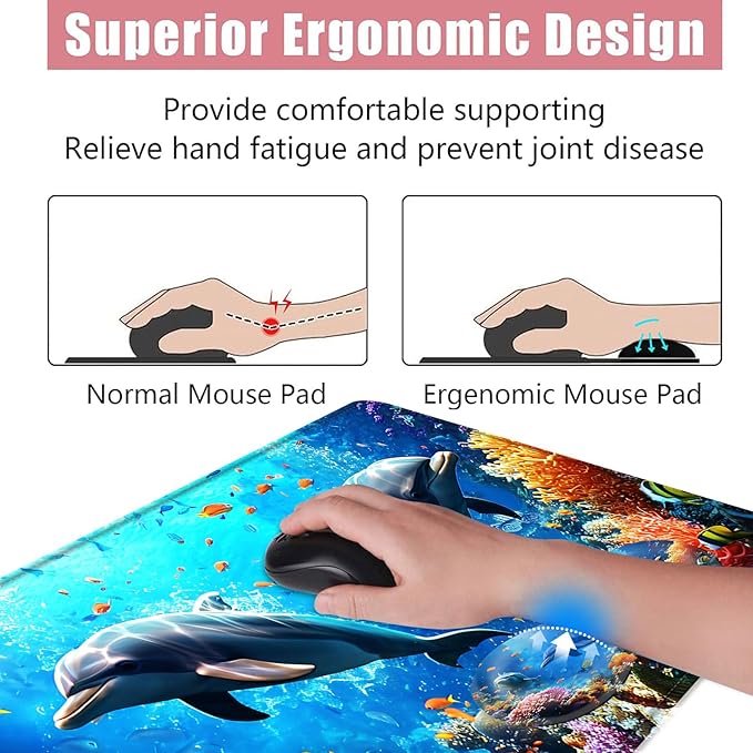 BFUKVOU Large Keyboard Mouse Pad Set, Extended Mouse Pad+Keyboard Wrist Rest - Image 5