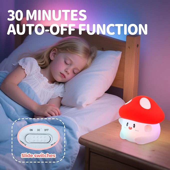 Rytinazzz Mushroom Night Light, Color Changing & 50-Hour Battery, Squishy Lamp - Image 6