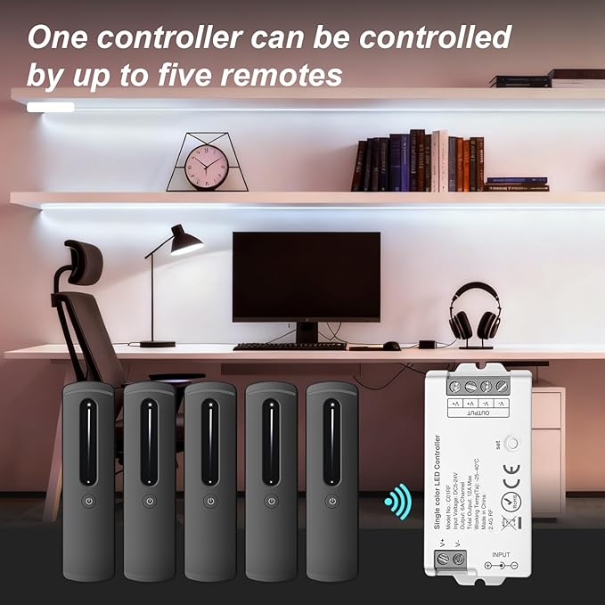 2.4GHz RF Single Color LED Strip Controller Remote Kit, Wireless Remote & Tuya - Image 3