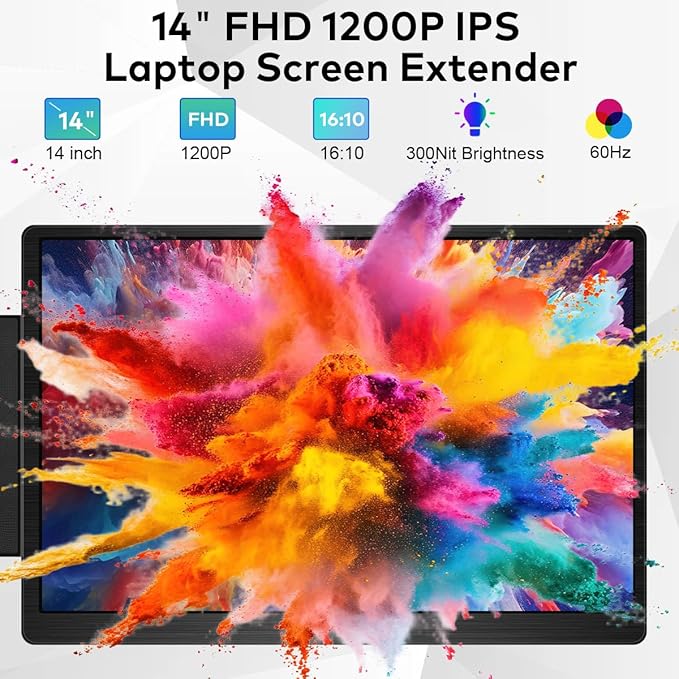 14" Laptop Screen Extender, FHD 1200P IPS Dual/Triple Portable Monitor - Image 2