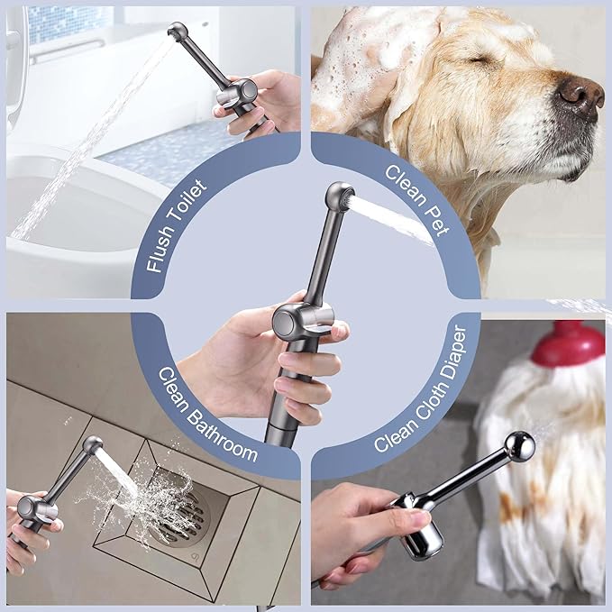 SonTiy Handheld Bidet Toilet Sprayers Black Stainless, Cloth Diaper Sprayer - Image 8