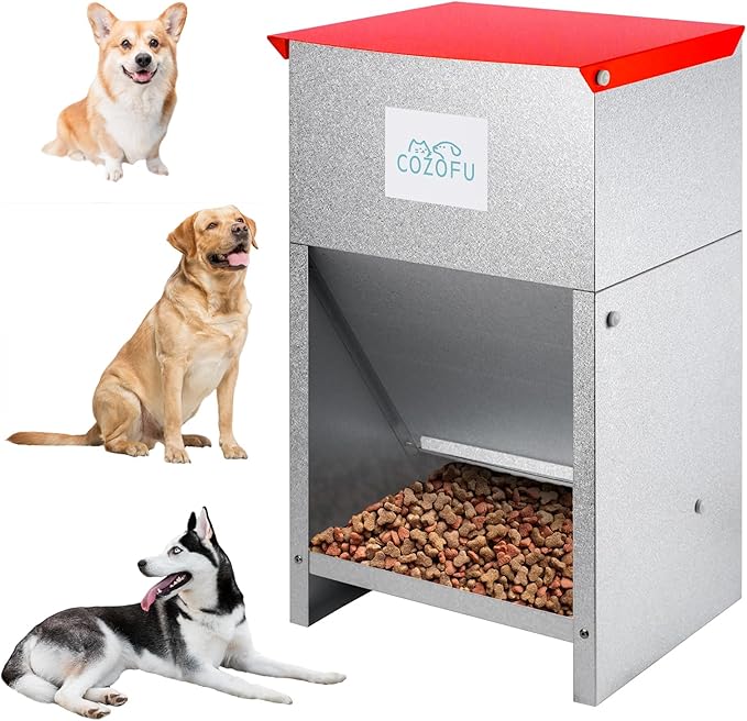 Dog Feeder - Galvanized Metal Pet Food Station by COZOFU
