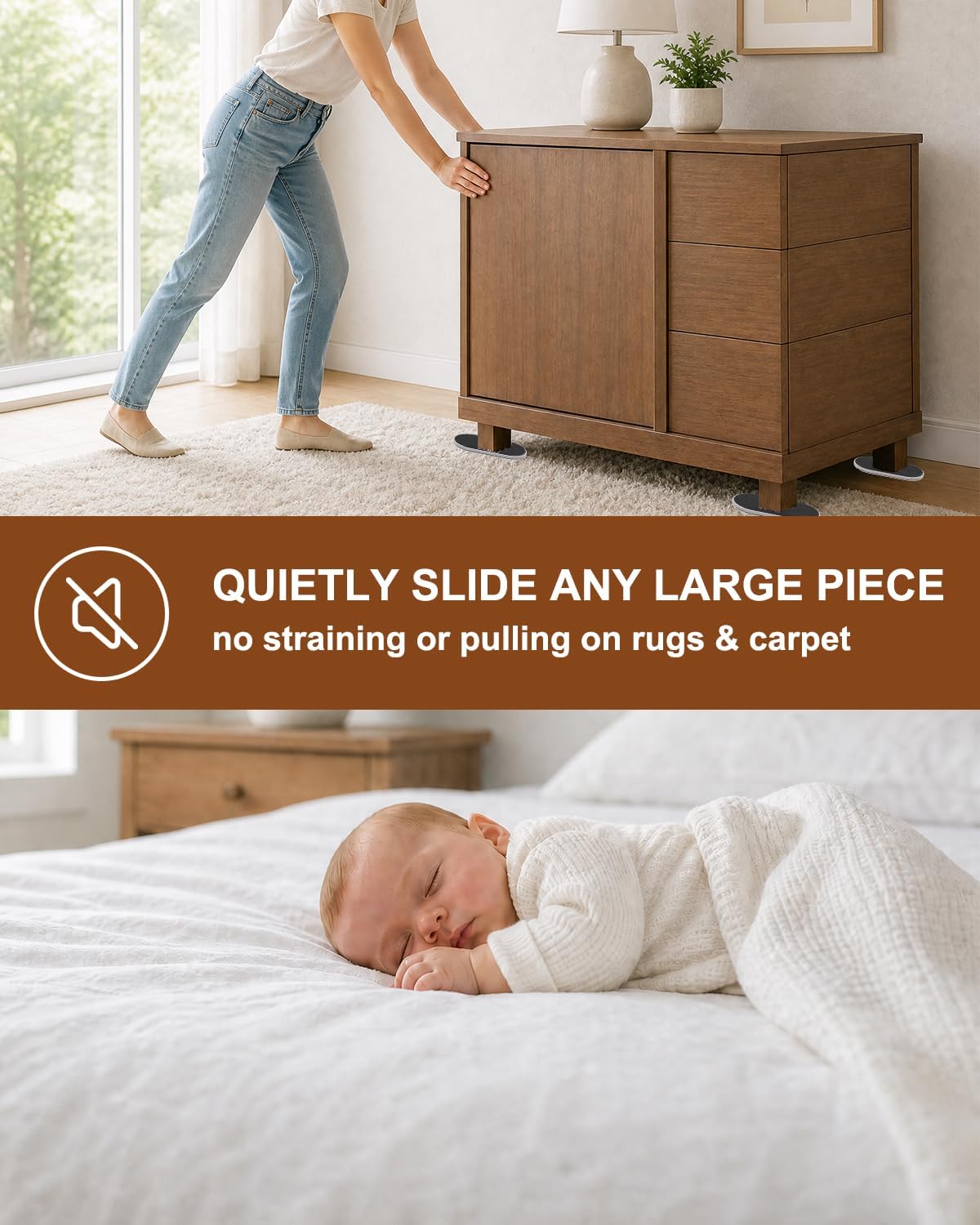 Furniture Sliders,16 PCS 9-1/2" Value Pack Large Oval Reusable Moving Pads for Carpet and Hardwood Floors, Heavy Duty Protector for Beds, Sofas, Dressers, Quickly and Easily Move
