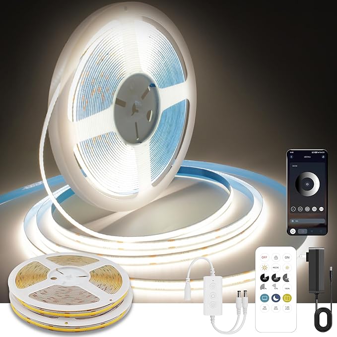 Pandery COB LED Strip Lights Natural White, 24V Dimmable led Light Strip KIT by PanderyCOBLightUPYourLife