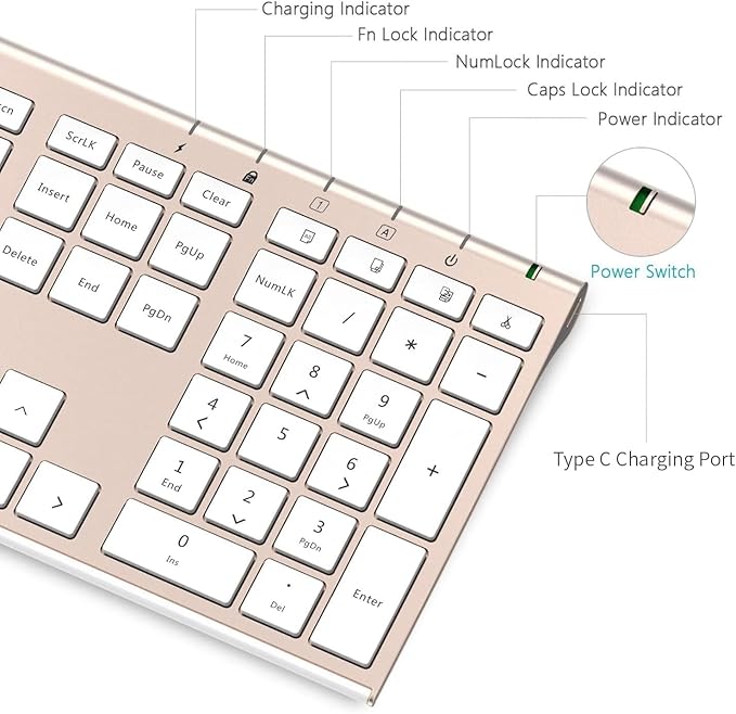 Wireless Keyboard and Mouse, Vssoplor Rechargeable Quiet Full-Size Keyboard and - Image 4