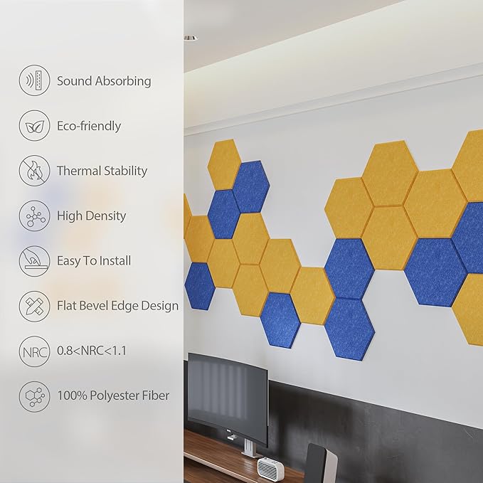 Amantech 12 Pack Acoustic Panels Self Adhesive Sound Proof Foam, High Density - Image 5