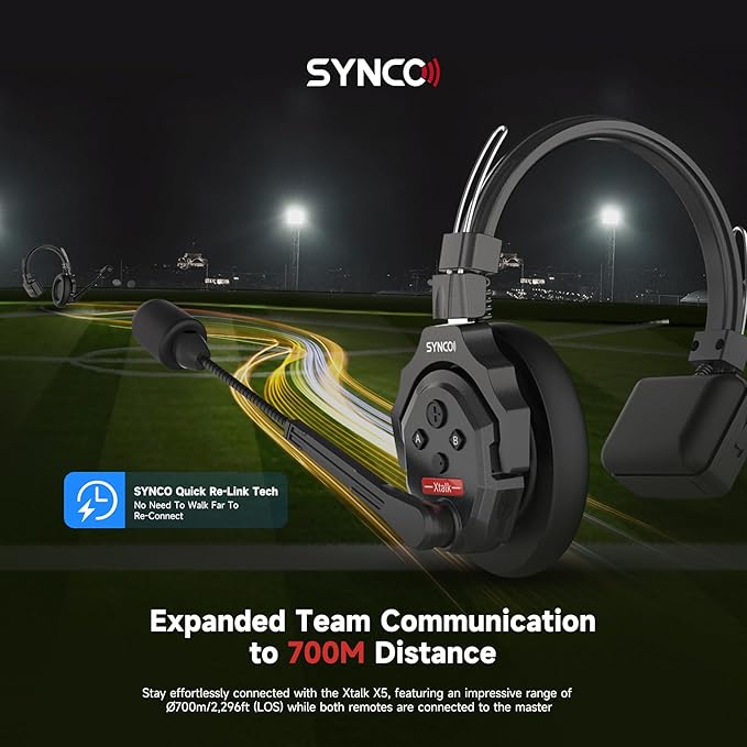 SYNCO XTALK X5 Wireless Headset Intercom System 2.4GHz Full Duplex 400 Meter - Image 2