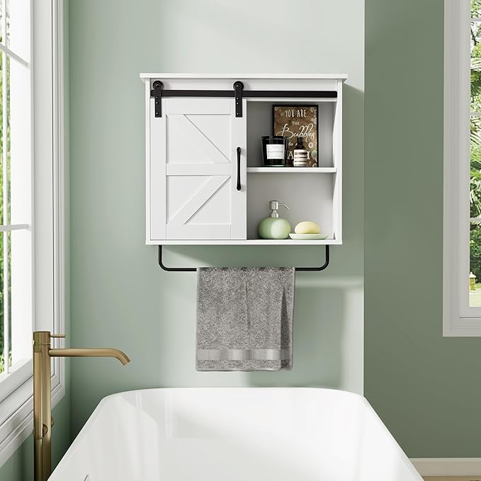 Bathroom Wall Cabinet Over Toilet Sliding Door 23x19 Inch Farmhouse Medicine - Image 8