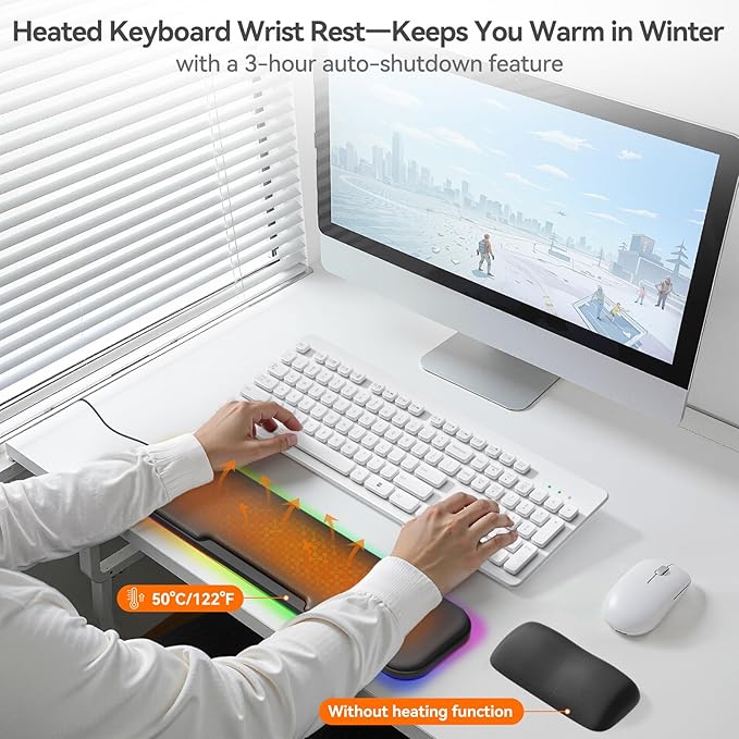 KONDOUND 2-in-1 Heated Wrist Rest Set, Ergonomic Memory Wrist Pad - Image 3