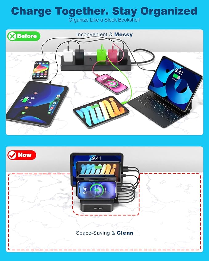MSTJRY Charging Station for Multiple Devices : 5 Port Multi USB-A Charger - Image 4
