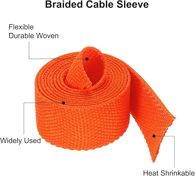 MECCANIXITY Braided Cable Sleeves Heat Shrinkable Fabric Sleeving, 1/2" 3ft - Image 4