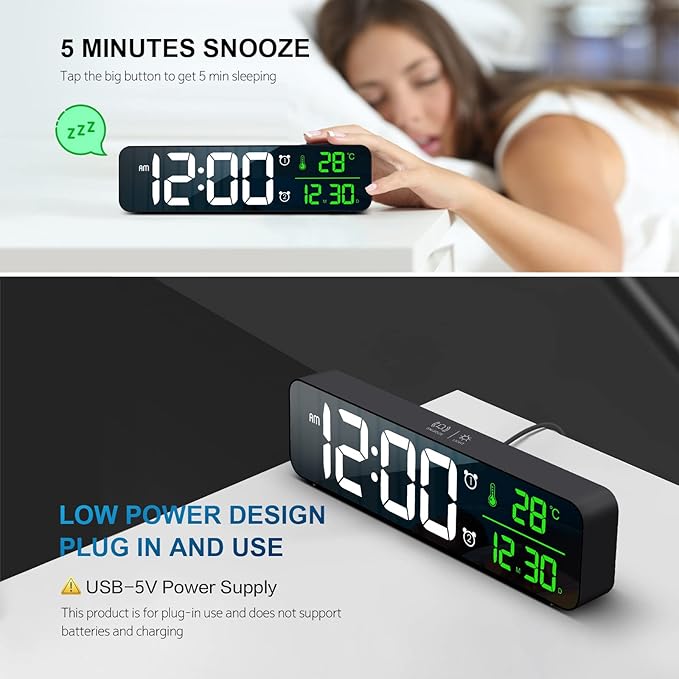 Hournor Digital Clock for Bedroom, Digital Wall Clock for Living Room Decor - Image 7