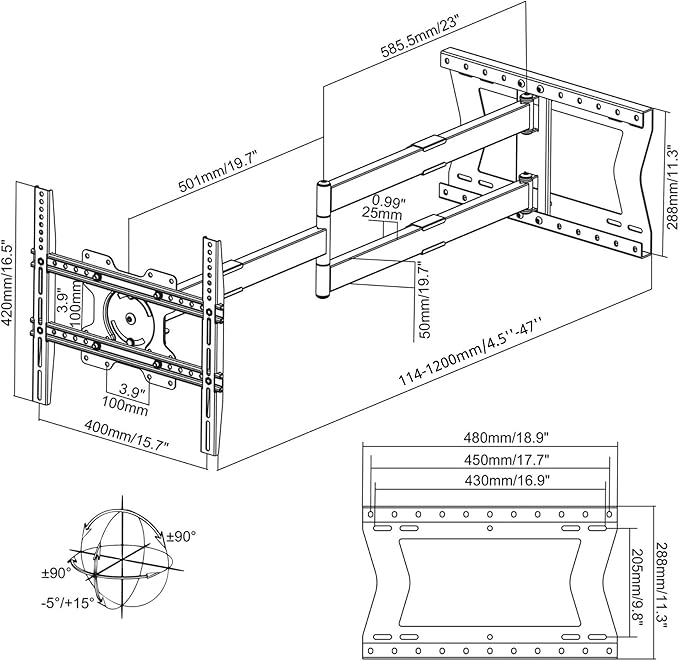 Physix 2120 Long arm TV Wall Mount - Image 5