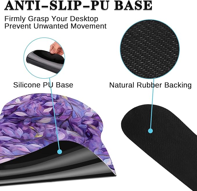 Britimes Purple Oil Painting Leaves Keyboard Mouse Pad Set Plant 4in1 Large - Image 8