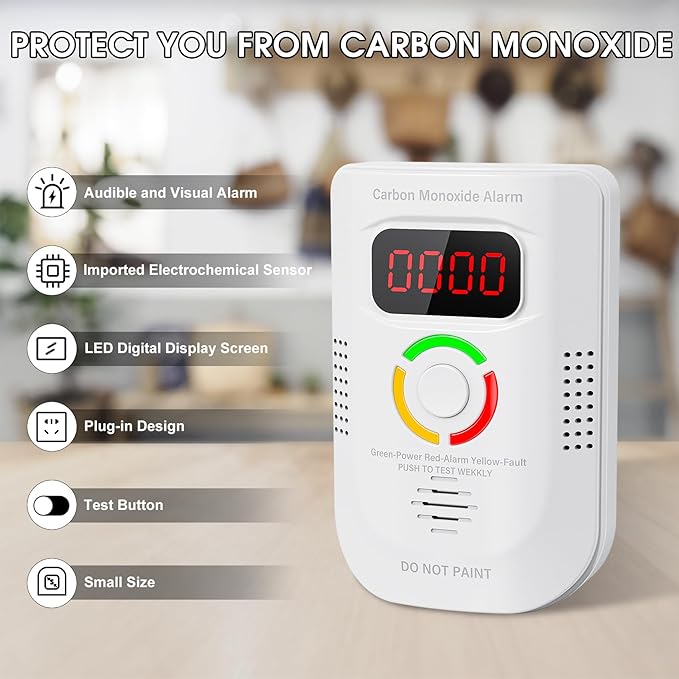 Carbon Monoxide Detectors Plug in, Portable CO Detector - Image 4