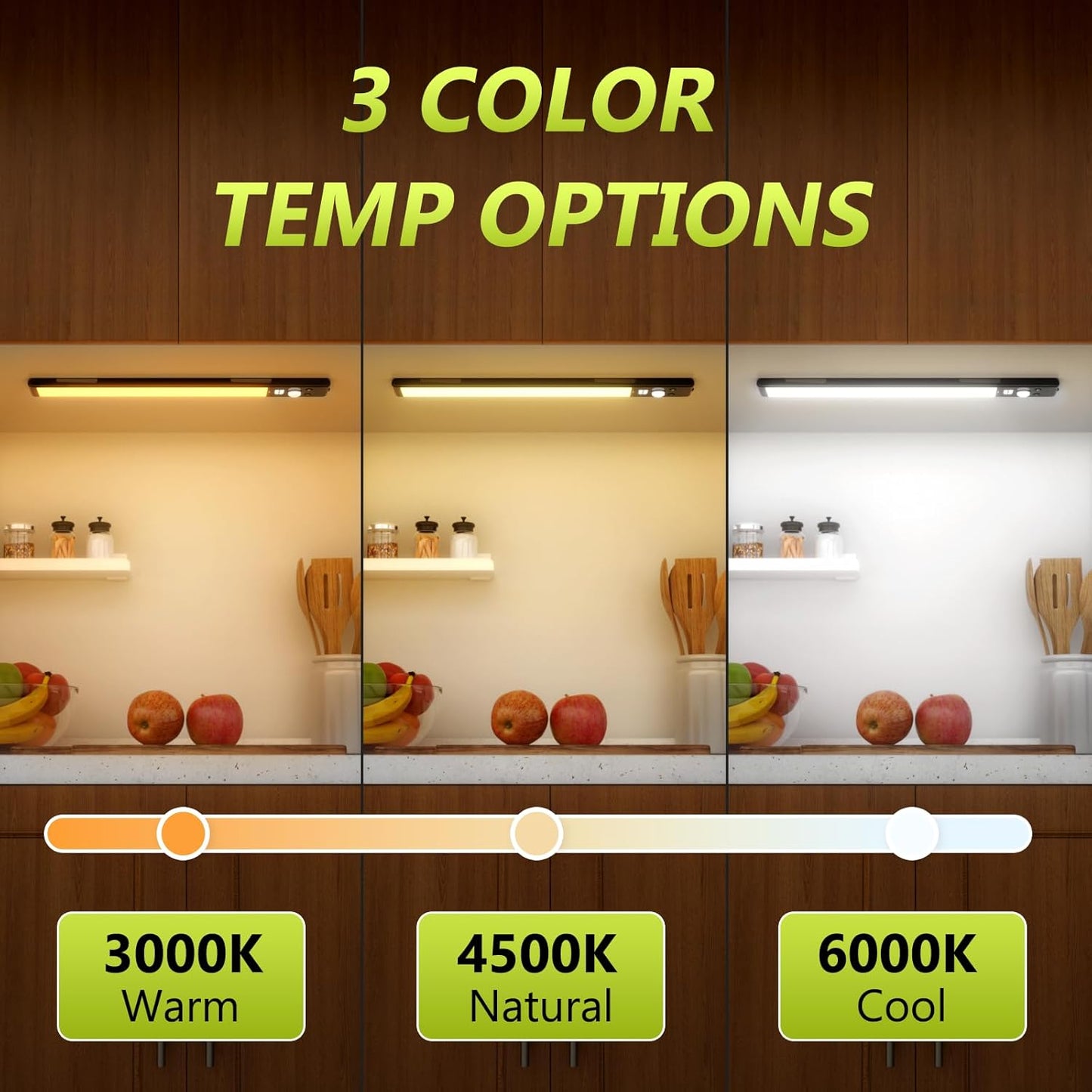 Mpotmiy 6 Pack 10" Under Cabinet Lights with Digital Display,52 LED Rechargeable Motion Sensor Light Indoor,3 Color Temperatures, Magnetic Dimmable Closet Lights, Under Counter Light for Kitchen