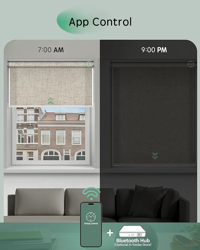 Yoolax Motorized Blinds App Control, Light Filtering Motorized Shades - Image 4