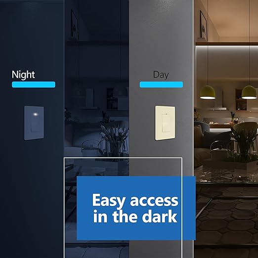 LIDER Minimalist Design Matte Finish Lighted Decorator Switch, Frameless Paddle - Image 7