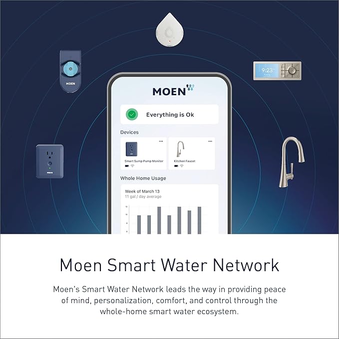Moen White Flo Smart Water Leak Detector, Water Sensor Alarm - Image 7