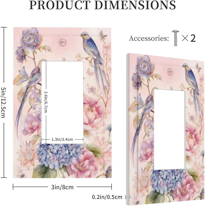 Bvtewkhz Floral Birds Morris 1 Gang Single Rocker Decorative Outlet Covers - Image 5