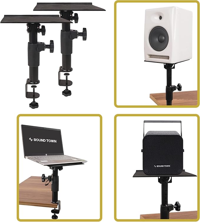 Sound Town 2-Pack Desktop Clamp-On Studio Monitor Speaker Stands - Image 4