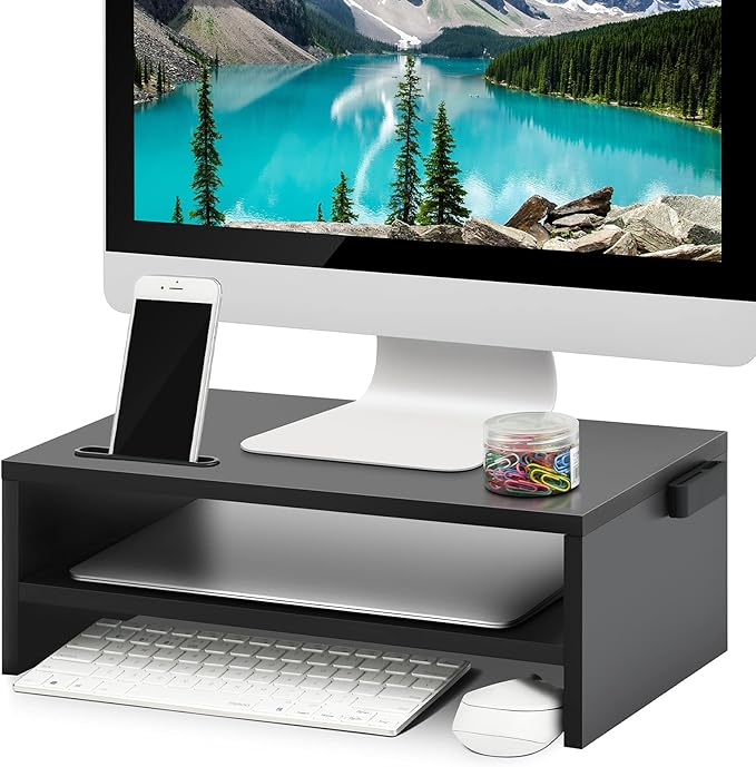 Marbrasse Monitor Stand Riser, 16.5 Inch 2 Tier Computer Printer Shelf Stand by Marbrasse