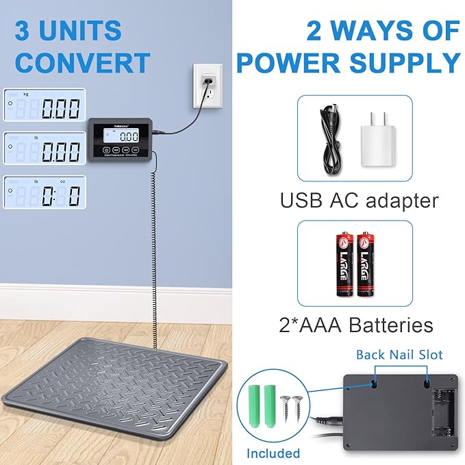 THINKSCALE Shipping Scale, 440lb/1oz Digital Heavy Duty Postal Scale, Strong - Image 6