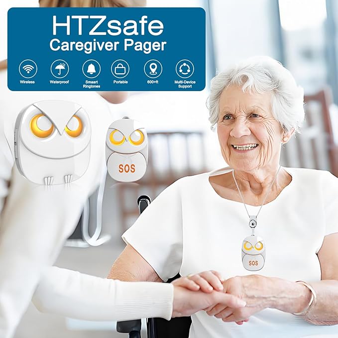 HTZSAFE Caregiver Pager Wireless Call Button 500+ Feet, SOS Alert Nurse Calling - Image 2