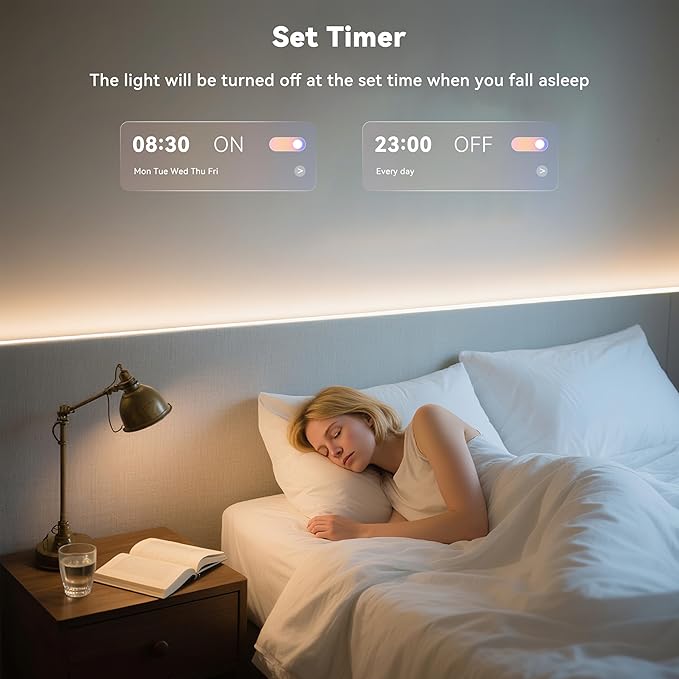 MIWISE LED Strip Lights, RGB Smart IC COB LED Strip Light Color Chasing - Image 4
