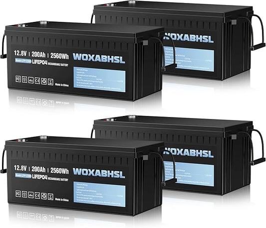 WOXABHSL 4 PCS 12V 200Ah LiFePO4 Lithium Battery, Built-in 200A BMS, 15000+ by WOXABHSL