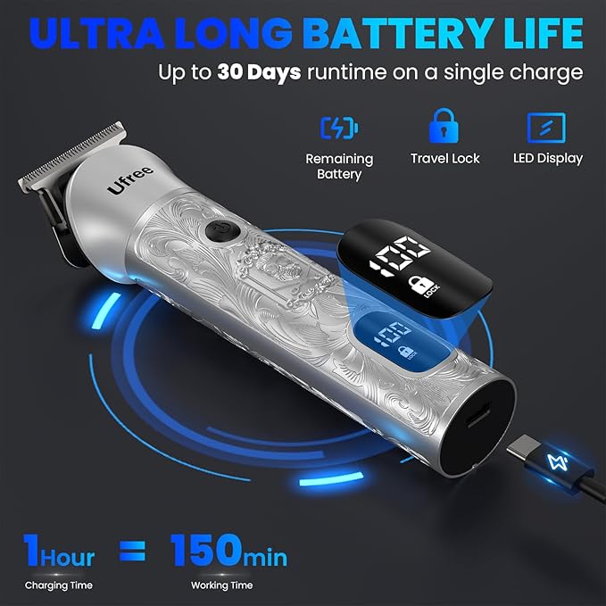 Ufree Beard Trimmer for Men, 7 in 1 Electric Shavers Razor, Cordless Hair - Image 3