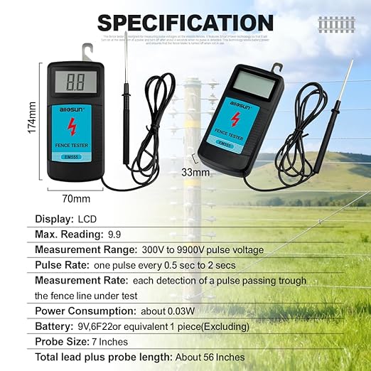 allsun Digital Electric Fence Voltage Tester and Fault Farm Finder, Fence - Image 2